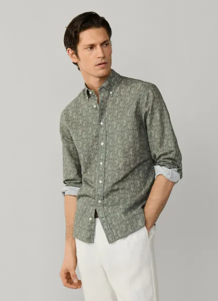 Tailored Fit Tiger Print Shirt