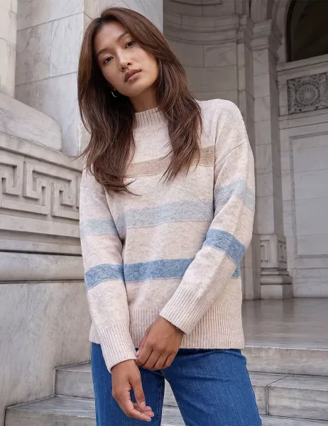 Roman Rayon Blend Striped Jumper Stone
