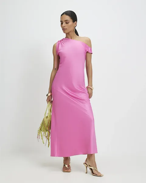 River Island Petite One Shoulder Maxi Slip Dress