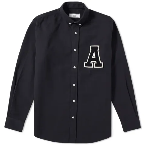 AMI Collegiate Logo Oxford Shirt