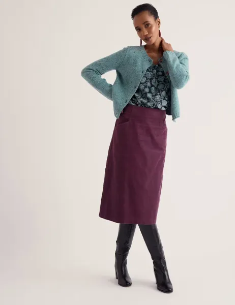 Pure Cotton Knee Length A-Line Skirt Purple
