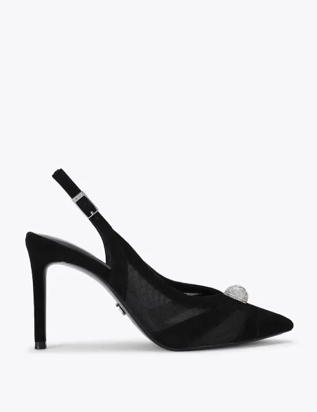 Carvela Suede Stiletto Heel Slingback Shoes Black