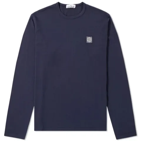 Long Sleeve Garment Dyed Fissato Effect Slim Tee