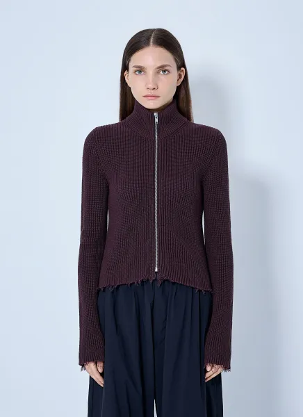 MM6 Maison Margiela Ribbed Zip-Up Knit Cardigan