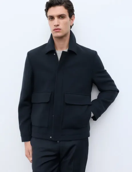 Autograph Wool Blend Melton Jacket Dark Navy