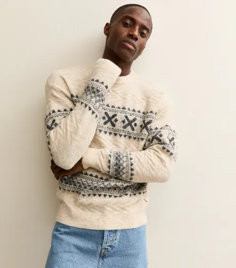 Jack & Jones Women's Cream Fairisle Knit Jumper
