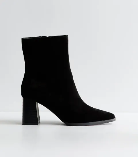New Look Women's Premium Real Suede Black Ankle Boots