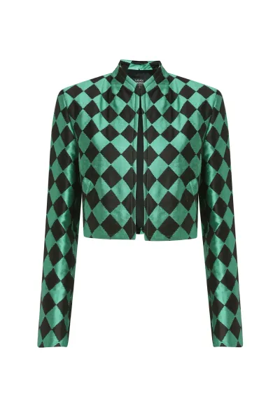 Hermione Jacket in Green/Black Diamond