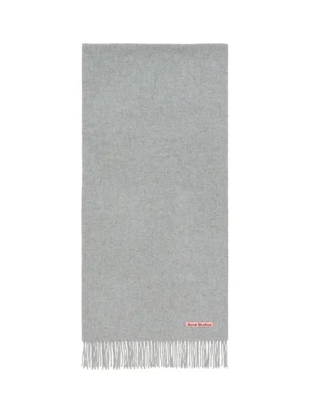 Unisex Fringe Wool Narrow Scarf grey