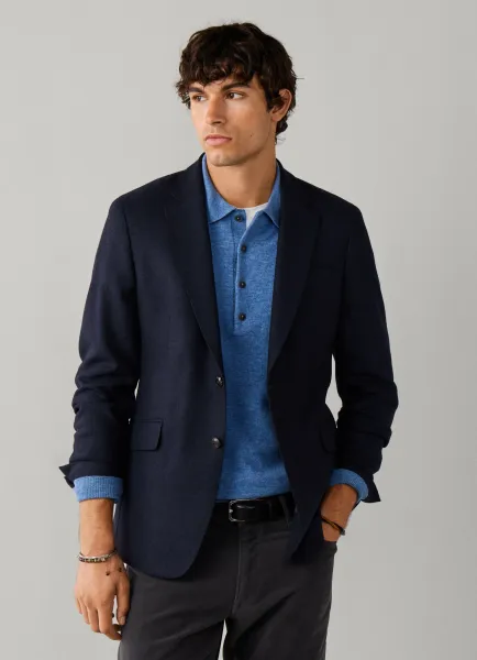 Wool Blend Twill Blazer with Removable Bib