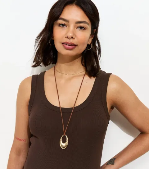 New Look Women's Maternity Brown Ribbed Scoop Neck Vest