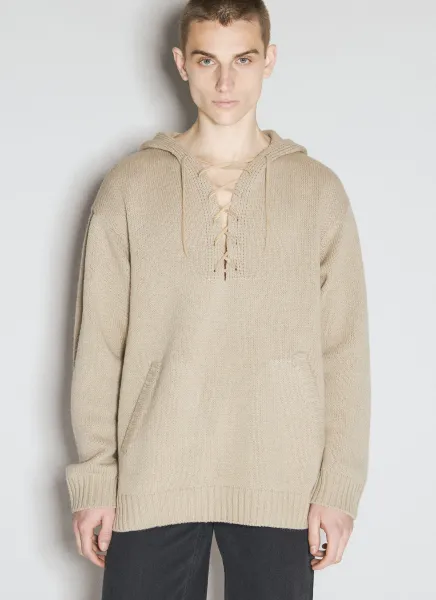 Lace-Up Hooded Sweater