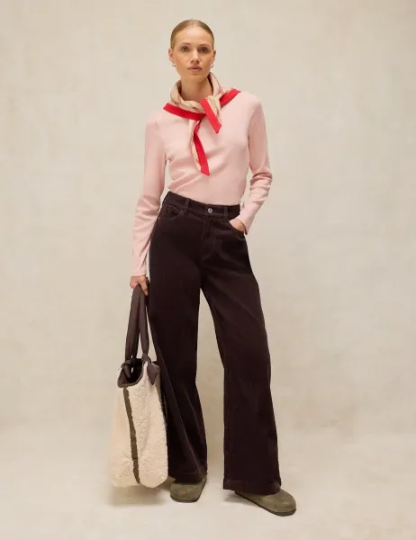 White Stuff Ayla Cord Wide Leg Trousers Brown