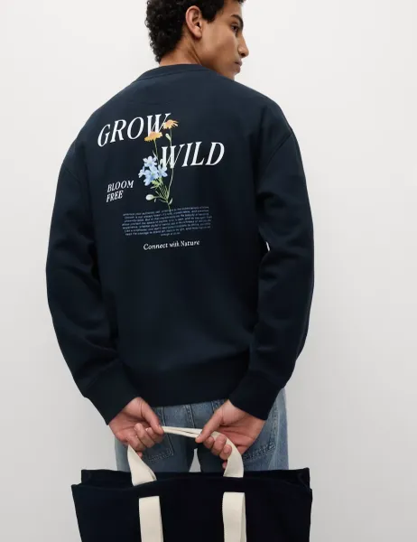 Marks & Spencer Pure Cotton Embroidered Sweatshirt Dark Navy