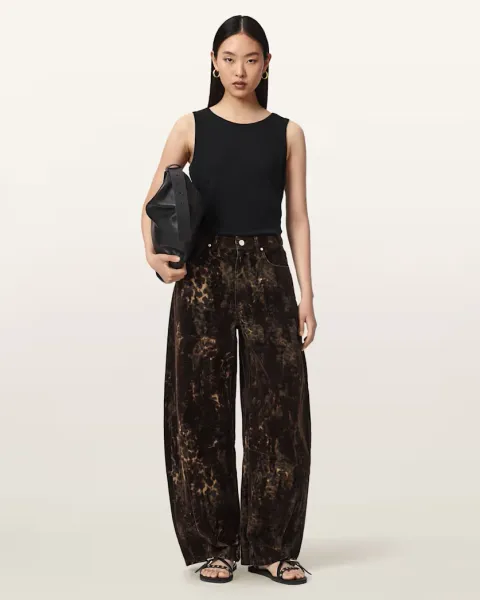 Jett Leopard Print Barrel Leg Jeans