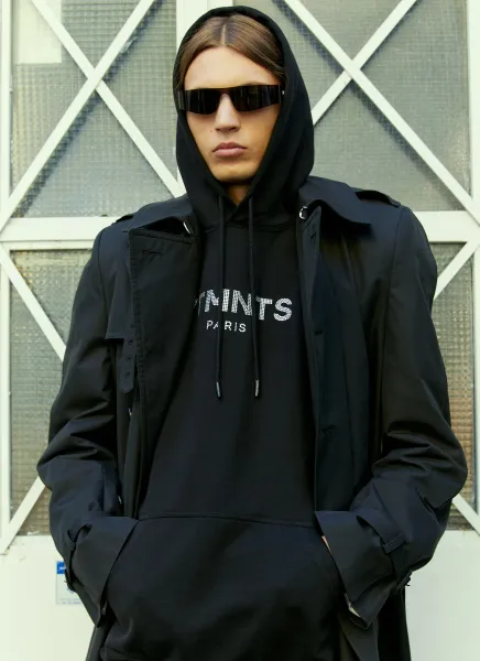 Paris Crystal Logo Hooded Sweatshirt