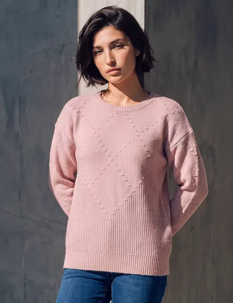 Roman Textured Jumper Light Pink Mix