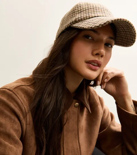 Brown Checked Cap