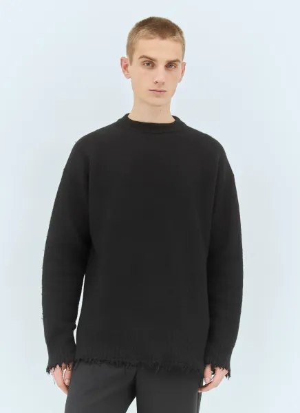 Crewneck Frayed Sweater