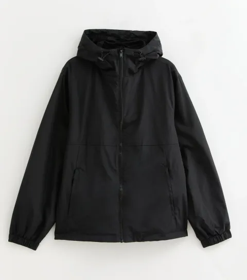 Men's Black Regular Fit Short Windbreaker Jacket