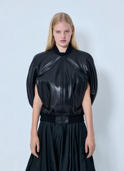 Structured Leather Bomber Jacket