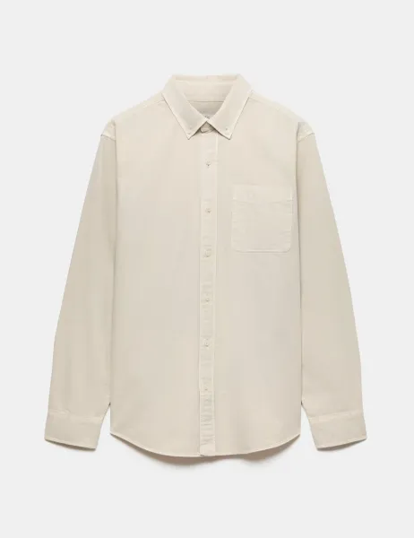 Marks & Spencer Pure Cotton Garment Dye Oxford Shirt Natural