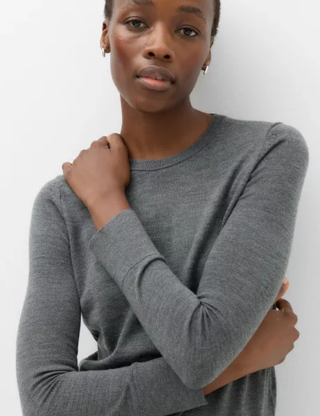 Marks & Spencer Pure Merino Crew Neck Jumper Charcoal