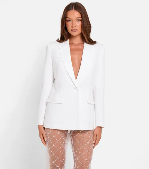 Women's White Boyfriend Blazer