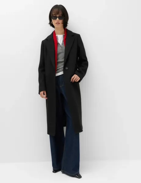Marks & Spencer Longline Tailored Coat with Wool Black
