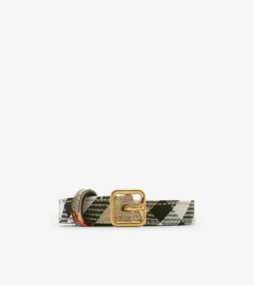 Thin Check B Buckle Belt in Sand beige