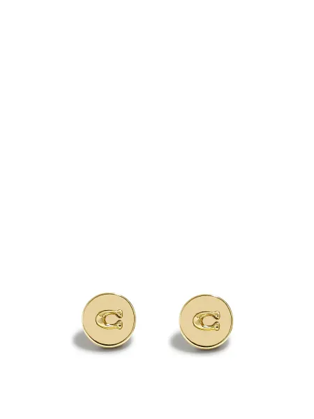 Coach Metal Logo Round Stud Earrings