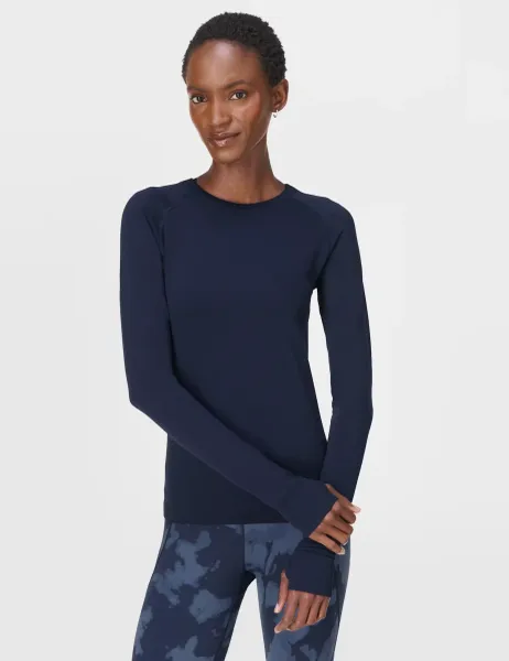 Sweaty Betty Athlete Seamless Crew Neck Top Navy
