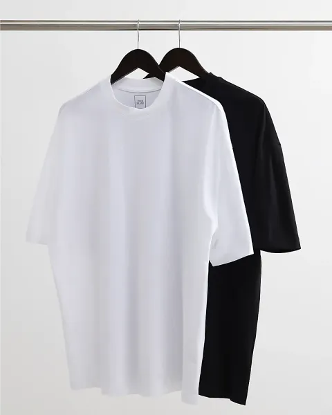 River Island Oversized Fit Cotton T-Shirts 2 Pack