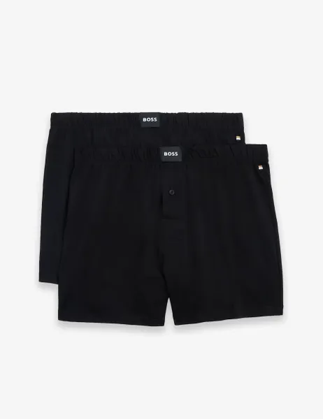 Boss 2 Pack Cotton Rich Jersey Boxers Black