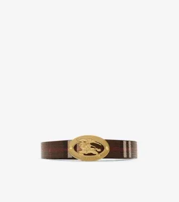 Thin Reversible Check Oval Belt in Chocolate brown