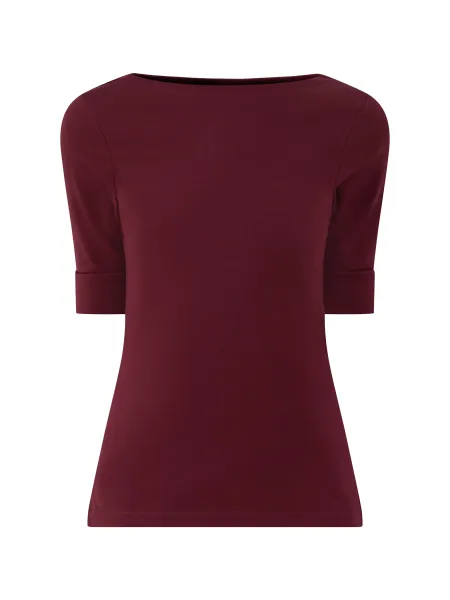 Lauren Ralph Lauren Cotton Blend Judy Elbow Sleeve Knit Top - Dark Garnet