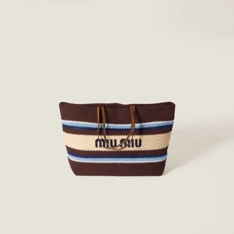 Raffia-effect woven tote bag
