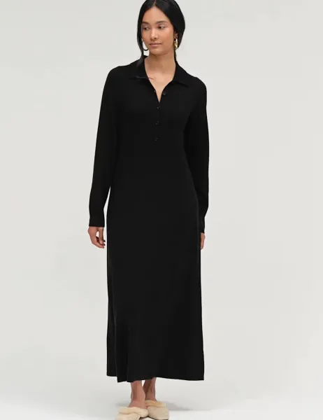 Chinti & Parker Wool Rich Funnel Neck Jumper Dress with Cashmere Black
