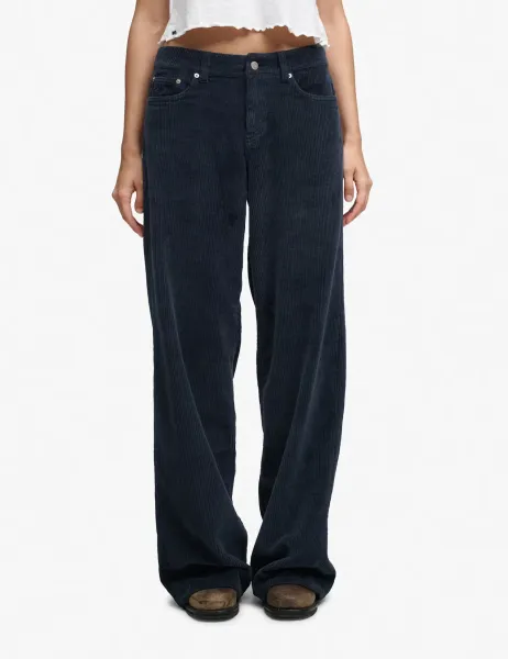 Superdry & Co Cotton Rich Cord Textured Wide Leg Trousers Navy
