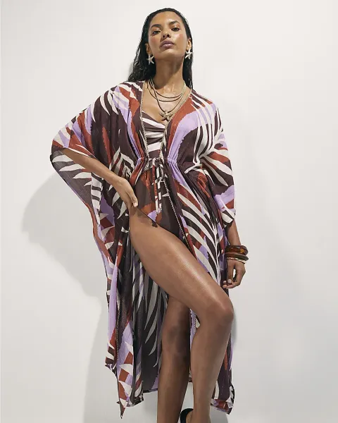 River Island Leaf Print Maxi Kaftan