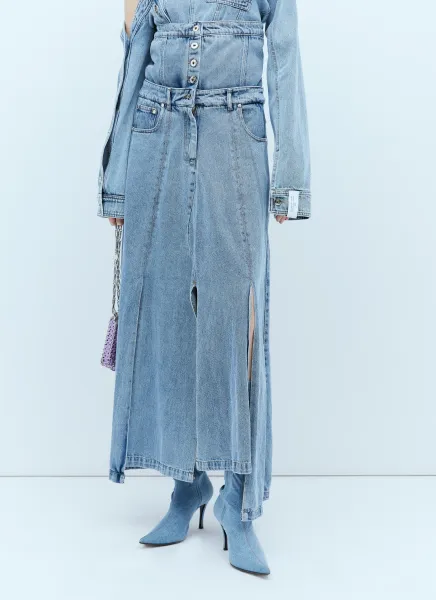 Extended Waistband Denim Skirt