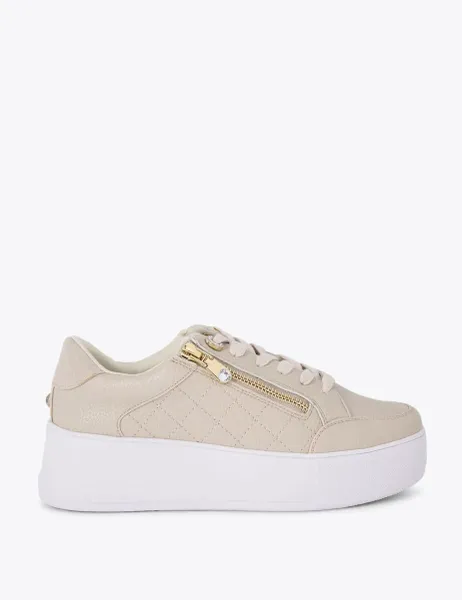 Carvela Zip Up Fastening Platform Trainers Beige