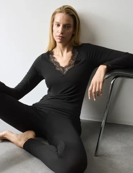 Autograph Modal Rich Thermal Top with Cashmere Black