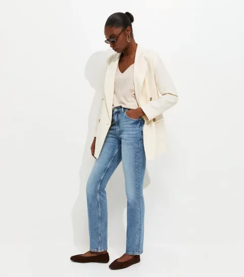 Women's Mid Blue Straight Leg Jeans