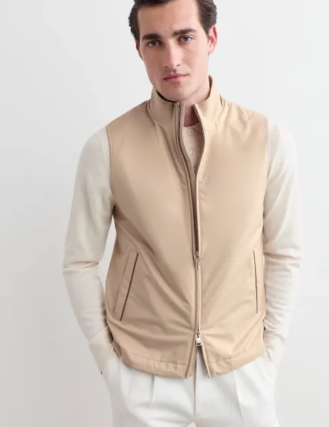 Jaeger Cotton Blend Gilet Beige
