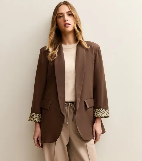 Women's Mid Brown Contrast Cuff Blazer