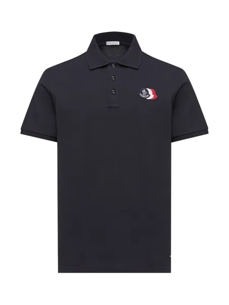 Men Patch Cotton Piquet Polo Shirt Navy