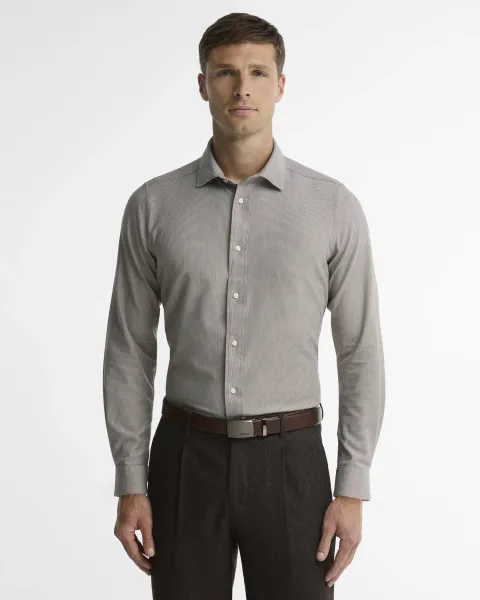 Beckdale Houndstooth Tailored Long-Sleeved Shirt