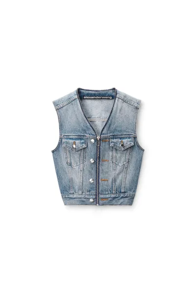 Zipper Denim Vest