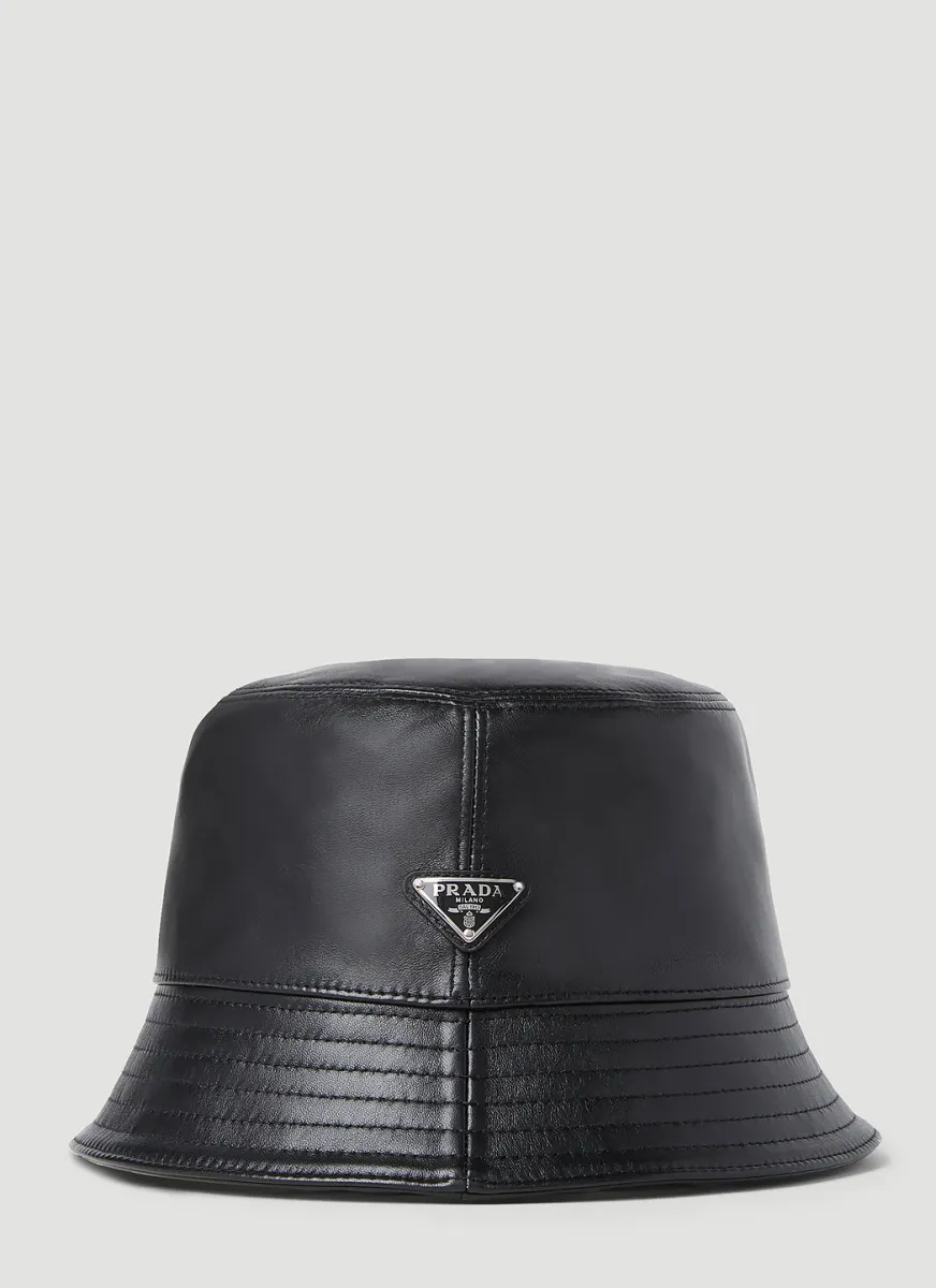 Leather Logo Plaque Bucket Hat